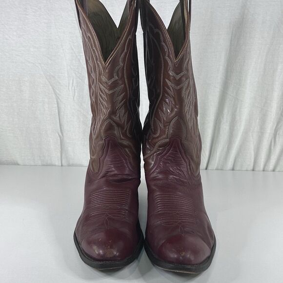 Tony lama 6960 Vintage Red Burgundy Leather Cowboy Boots Men 12D USA Made main image 8